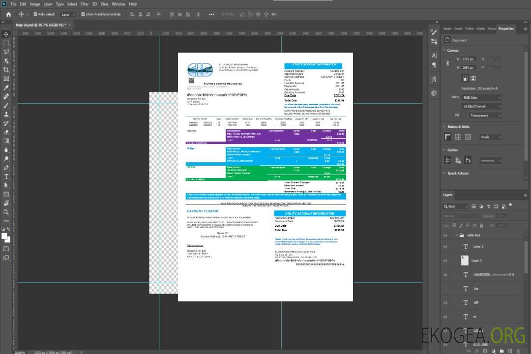 Modèle de facture de services publics d'entreprise USA EID aux formats Word et PDF template
